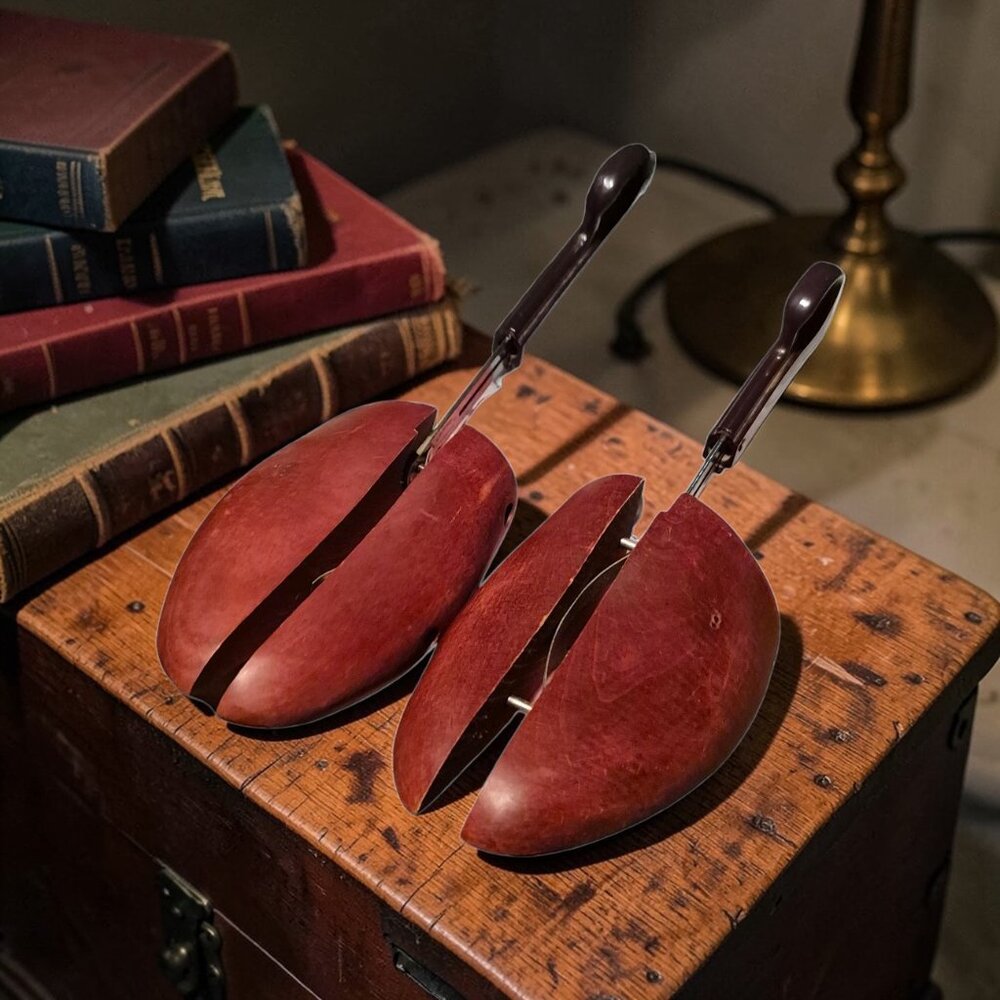 Vintage C.S. Pierce Co Brockton MA Wooden Shoe Trees Stretchers Adjustable USA